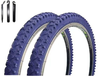 Zdjęcie produktu dla 2 opony rowerowe Roverstone, rozmiar 26 x 2,125 (57-559), kolor granatowy, w zestawie z łyżkami do opon