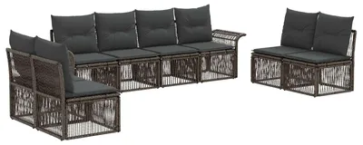 Immagine prodotto di Set di divani da giardino vidaXL, 8 pezzi, grigio, in rattan sintetico