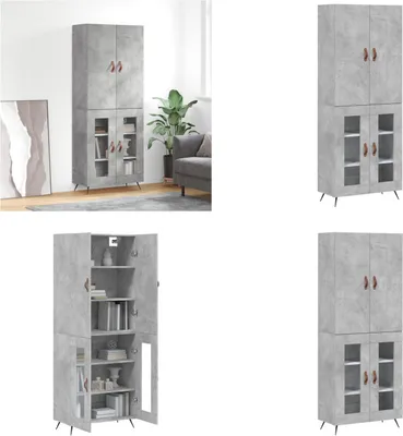 Produktbild von vidaXL Highboard Betongrau 69,5x34x180 cm Holzwerkstoff - Highboard - Highboards - Sideboard - Schrank