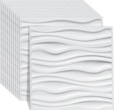 Immagine prodotto di Bettizia 12 pezzi Pannelli 3D Pannelli da parete in cloruro di polivinile PVC - Pannelli per pareti e soffitti - 50x50 cm (0,25 m²) - Leggero, flessibile e facile da installare - Bianco