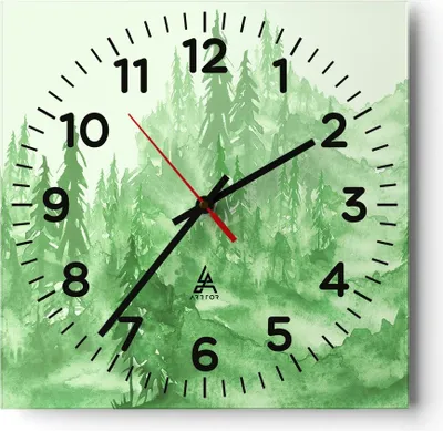 Produktbild von Wanduhr - Quadrat - Glasuhr - Wald Baum Natur - 40x40cm - Schleichendes Uhrwerk - Lautlos - zum Aufhängen bereit - Dekoration Modern - Wanddekoration aus Glas - C4AC40x40-4046