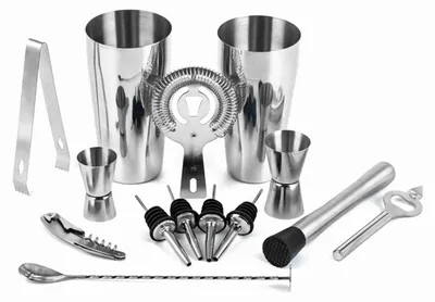 Produktbild von 14 Teile/satz Barkeeper Kit Bar Werkzeug Set Robuster Edelstahl Cocktail Shaker Vielseitiges Mixen von Getränken