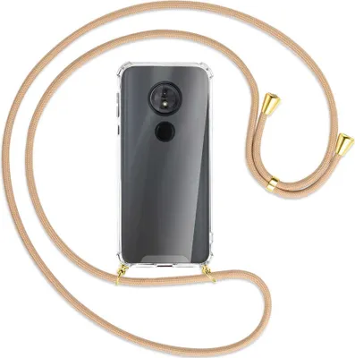 Produktbild von Handykette Backcover-Schutzhülle mit Band (Metall goldfarben) für Motorola Moto E5 / G6 Play - beige