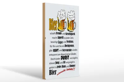 Produktbild von Holzschild  Bier schmeckt immer Freude, 30x20 cm, Holzschilder Spruch Alkohol
