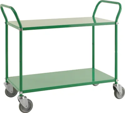 Produktbild von Kongamek Etagenwagen mit 2 Böden 900x440mm in Grün ohne Bremse