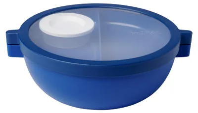 Produktbild von Vita Meal Prep Boxen – Bento-Schüssel – Lunchbox mit Fächern – Zusätzliches Fach mit Deckel, Deckel für Dressing und Tablett – Bento-Box – 1500 ml – Hellblau