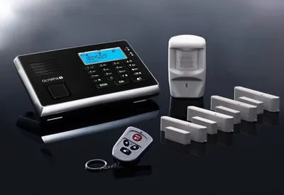 Produktbild von OLYMPIA Protect 9061 Alarmanlage GSM Funk Set 1 x Bewegungsmelder 4 x Tür Fenster/Kontakte und Fernbedienung