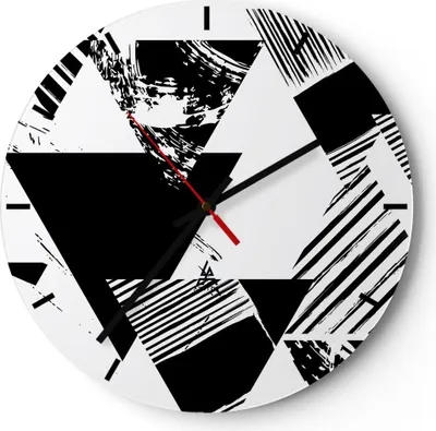 Produktbild von Wanduhr - Rund - Glasuhr - Abstraktion modern - 30x30cm - Schleichendes Uhrwerk - Lautlos - zum Aufhängen bereit - Dekoration Modern - Wanddekoration aus Glas - C3AR30x30-3882