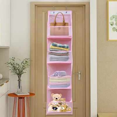 Hängeorganizer über der Tür, 4 Fächer, rosa, 30x15x130 cm