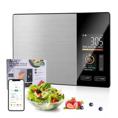 Produktbild von Smart Küchenwaage mit App, Nährwertanalyse & Kalorienzähler, Bluetooth Ernährungswaage, TFT Touchscreen, 5kg/1g Präzision
