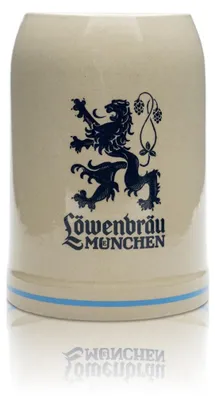 Produktbild von Löwenbräu Tonkrug Glas 0,5l Bierkrug Humpen Seidel Gläser München Brauerei