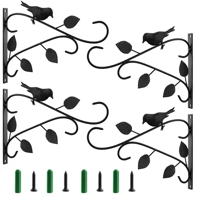 Pflanzenhalter 4er-Set, Eisen, 30 cm, schwarz, Wand/Decke