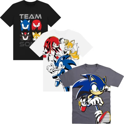 Image de Sonic The Hedgehog - T-shirt "Team Sonic" pour enfants (pack de 3) TC903 (116) (Gris/Blanc/Noir)