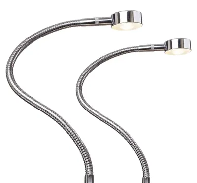 Image de veau | Lampe de lecture LED, lampe de chevet, lampe flexible, chrome gris argenté,tactile, chromée, lot de 2