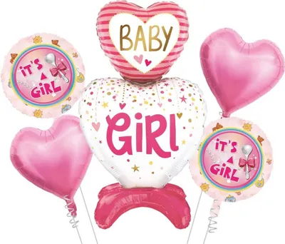 Image de BABY Girl SHOWER Ballons en aluminium, lot de 5 pièces.