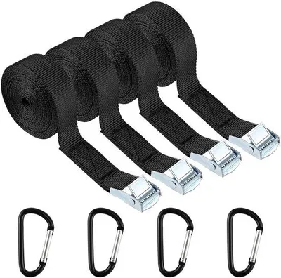 Image de Sangles de serrage réglables pour moto, 1 m, noires, avec boucle de serrage