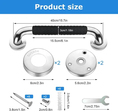 Produktbild von Haltegriff Für Senioren 1 Stück, Edelstahl 304 Dusche Badewannengriff, 30 Cm Rutschfester Wandhalter Für WC Badezimmer Treppen