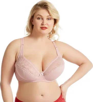 Produktbild von Damen große Größen Bügel BH Dessous Softschalen, verstellbare Träger Nahtlos, Uni, Spitze (Pink 46G/105G)