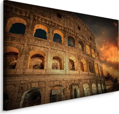 Produktbild von Fabelhafte Canvas LEINWAND BILDER 100x70 cm XXL Kunstdruck Rom Kolosseum Abend Himmel
