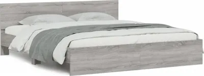 Produktbild von vidaXL Bettgestell mit Kopfteil Grau Sonoma 200x200 cm