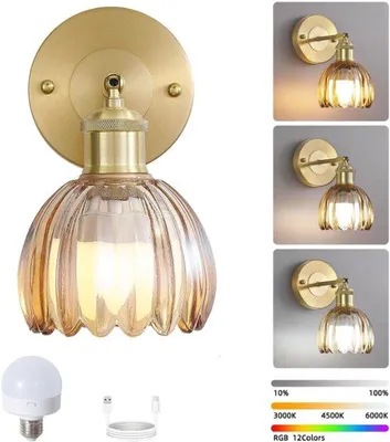 Image de Veilleuse LED avec télécommande, lampe LED rechargeable, intensité réglable, changement de couleurs RVB, température de couleur 3000 K-6000 K, lampe incluse.