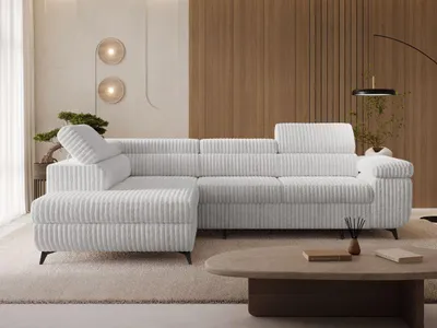 Produktbild von GrainGold Ecksofa L-Form Links Argon - Ecksofa mit Schlaffunktion und Bettkasten - Moderne Ecksofa, Wohnzimmer Ecksofa - Eckcouch Grau (Tilia 86)