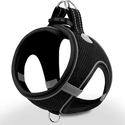 Produktbild von Hundegeschirr Air-Mesh atmungsaktiv reflektierend weich gepolstert Brustgeschirr M Schwarz