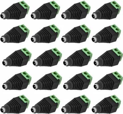Produktbild von 20x DC Buchse Hohlbuchse 2,1 mm x 5,5mm > Terminal Block 2-Pin Adapter Schraubbar Verbinder