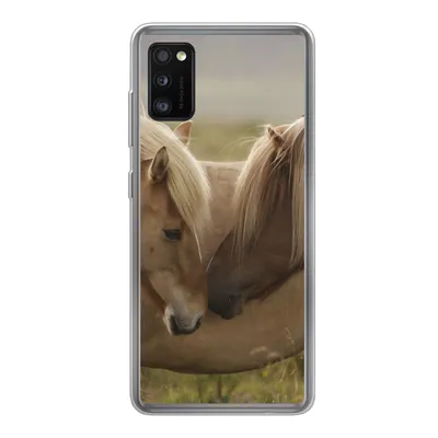 Produktbild von MuchoWow® Handyhülle Schutzhülle Hülle für Samsung Galaxy A41 Pferde - Gras - Braun Silikon Softcase Handy Hülle - Mobiltelefon