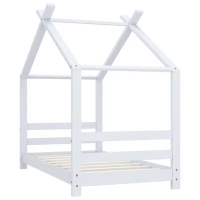 Image de vidaXL Cadre de lit pour enfant Blanc Pin massif 70x140 cm
