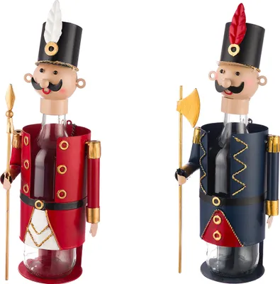 Obrázek produktu pro Držák na láhve Gilde, „Wache“, kov, červený, černý, d. 10 cm, š. 14 cm, v. 37 cm 65219 4063387652190 2 ks (2 různé vzory)