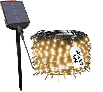 Zdjęcie produktu dla JOIEYOU 50M słoneczne lampki wróżki, 500 LED słoneczne lampki wróżki ciepłe białe 13 trybów światła z pilotem do ogrodu impreza balkon patio brama ślubna podwórko drzewa podwórko dekoracja domu
