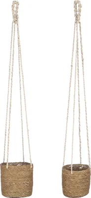 Produktbild von Mica Decorations Atlantic Pflanzenkorb - 2er-Set - H16 x Ø16 cm - Hellbraun