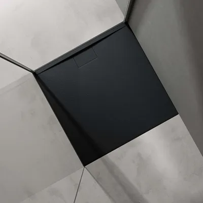 Immagine prodotto di doporro Piatto Doccia Quadrato 100x100 cm in Resina Minerale Antracito Effetto Pietra, Ultrasottile H 3 cm, Scarico Laterale con Piletta Inclusa šC Geoma07