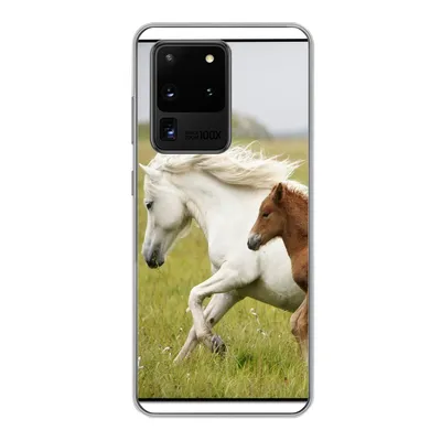 Produktbild von MuchoWow® Handyhülle Schutzhülle Hülle für Samsung Galaxy S20 Ultra Pferde - Tiere - Gras Silikon Softcase Handy Hülle - Karteninhaber