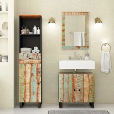 Image de Maison Exclusive - Ensemble de meubles de salle de bains 3 pièces en bois ancien massif