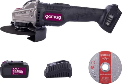 Produktbild von Gomag Akku Winkelschleifer GO-WS125BL 20V Ø125mm Akku/Ladegerät Trennscheibenset