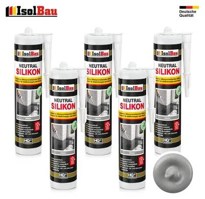 Isolbau Neutralsilikon 5 x 300 ml Grau Natursteinsilikon Dichtstoff Fugen wasserdicht