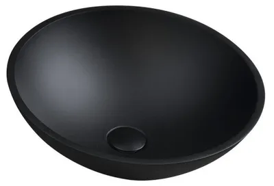Produktbild von TELICA Glaswaschbecken für Arbeitsplatte Ø 42cm, Schwarz matt