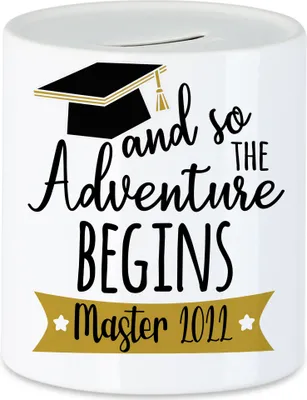 Produktbild von Master 2022 Spardose And so the Adventure Begins Masterabschluss Geschenk Absolvent Studium
