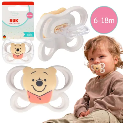 Produktbild von NUK DISNEY Winnie Puuh Air Beruhigungssauger, kiefergerecht, aus Silikon, für Babys 6–18 Monate, mit Etui