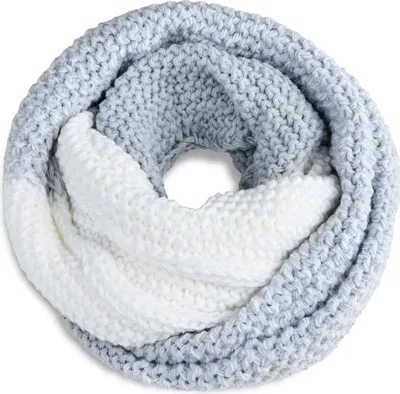 Produktbild von Damen Loopschal Strickschal Schlauchschal Winterschal Grobstrick zweifarbig Neverless® hellblau-weiß