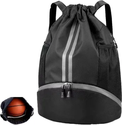 Obrázok produktu pre Športový batoh čierny, s priehradkou na topánky, nylon, pre plávanie