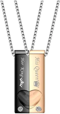 Produktbild von Partner Halsketten Set -Her King His Queen- Gravur Halskette Geschenk Anhänger