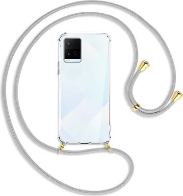Produktbild von Handykette Backcover-Schutzhülle mit Band (Metall goldfarben) für vivo Y21s (6.51''), Y33s - silbergrau
