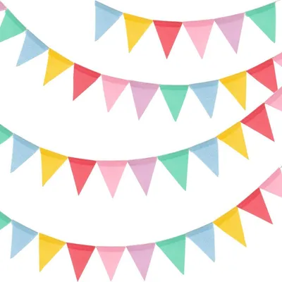 Produktbild von Wimpelkette 6m Pastell 24 Stück Wetterfest für Garten & Party