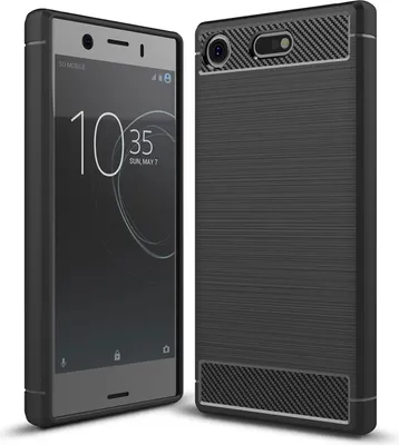 A front and back view of a black smartphone case for a Sony Xperia XZ1 Compact.