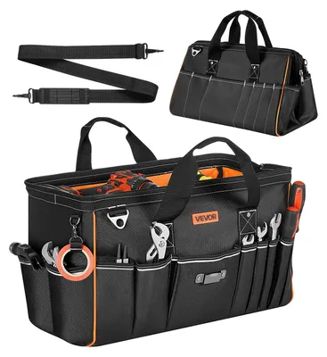 Immagine prodotto di Borsa per attrezzi VEVOR, 51x25x28 cm, borsa portaoggetti con 14 scomparti interni e 19 esterni, organizer per attrezzi impermeabile in poliestere con tracolla e cerniera, sacchetto per attrezzi per artigiani