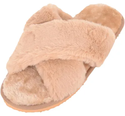 Produktbild von Damen-Pantoffeln aus Pelz, mit leichter Sohle, camel, 40/41 EU