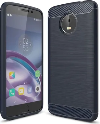 Produktbild von Motorola Moto E4 Plus TPU Case Carbon Fiber Optik Brushed Schutz Hülle Blau